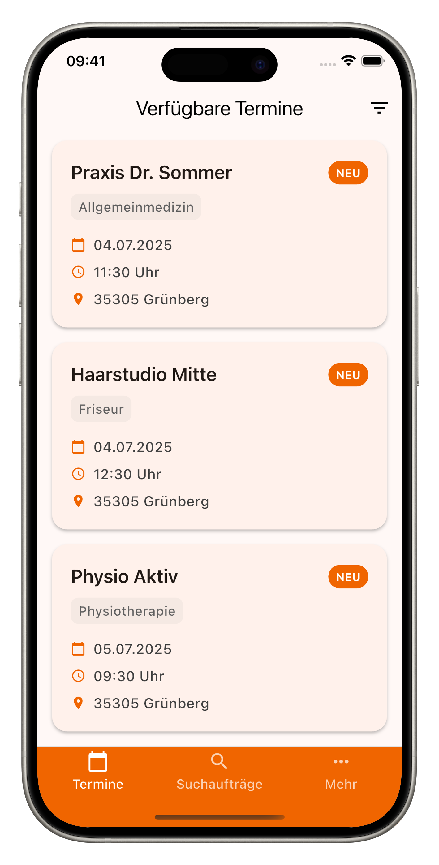 Blitztermin App Screenshot 1